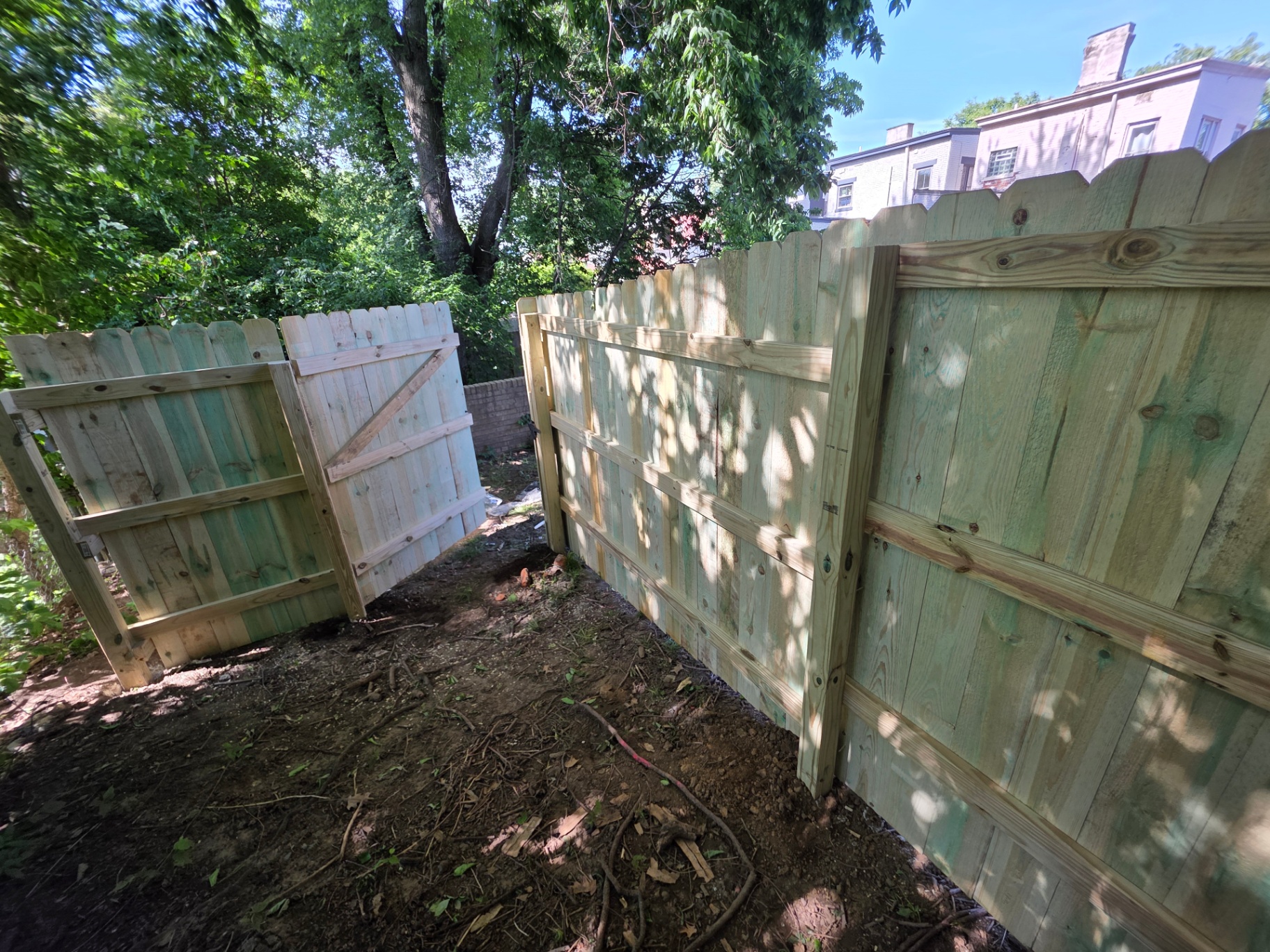 New wood privacy fence gate installed by MX Property Services in Alexandria KY